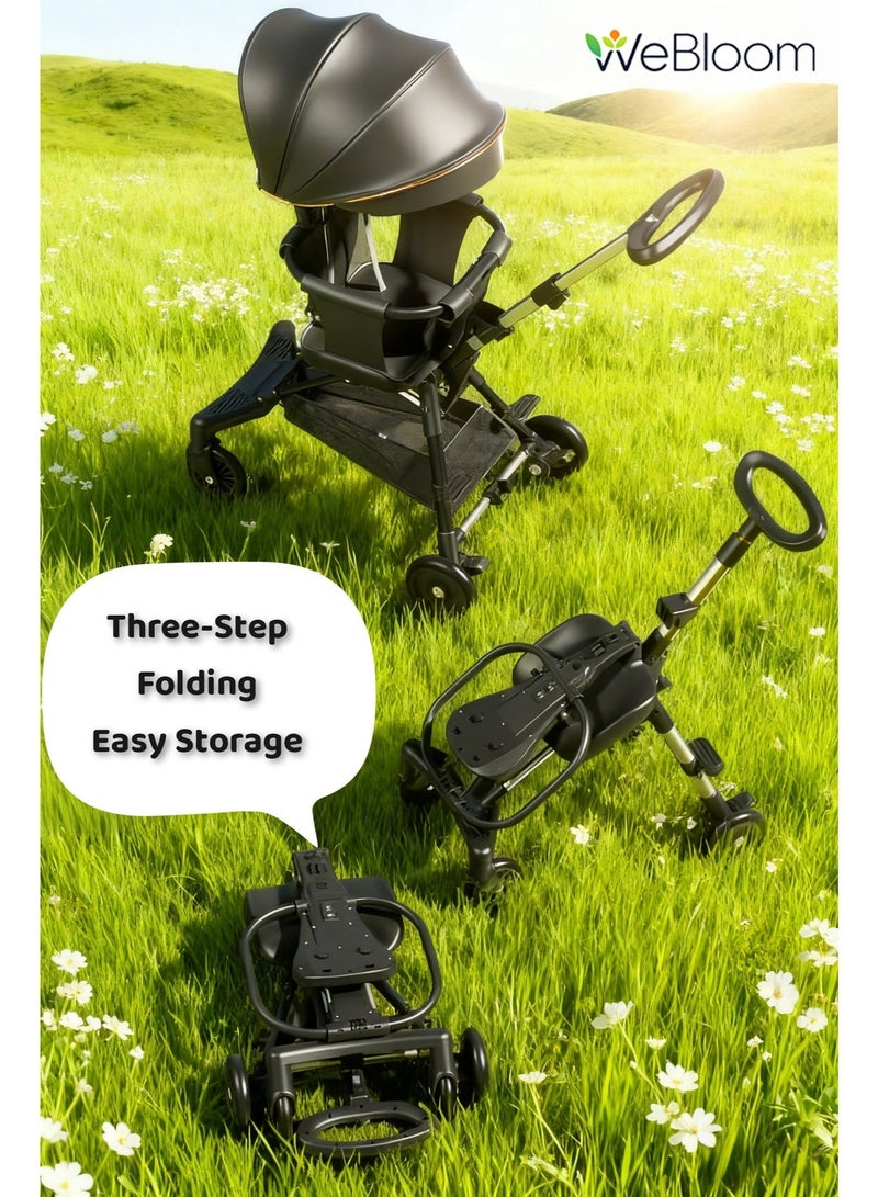 WeBloom Ultimate Black Baby Stroller, Premium Lightweight Foldable Stroller with Reversible Seat & Full-Size Canopy, All-Terrain EVA Quiet Wheels, 5-Point Safety Harness, Aluminum Alloy Handlebar & High-Carbon Steel Frame. - Image 2